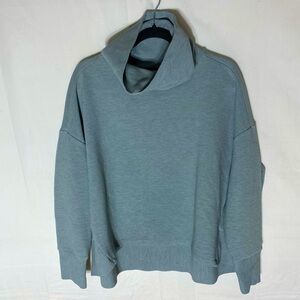 Shambhala Grey Blue Ribbed Cowl Neck Sweatshirt L